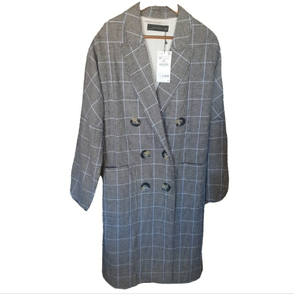 NWT ZARA patch pockets Double-Breasted coat jacket - Picture 2 of 14